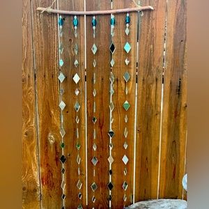 Mirrors & Teal Glass Beads Wind Chime Sun Catcher